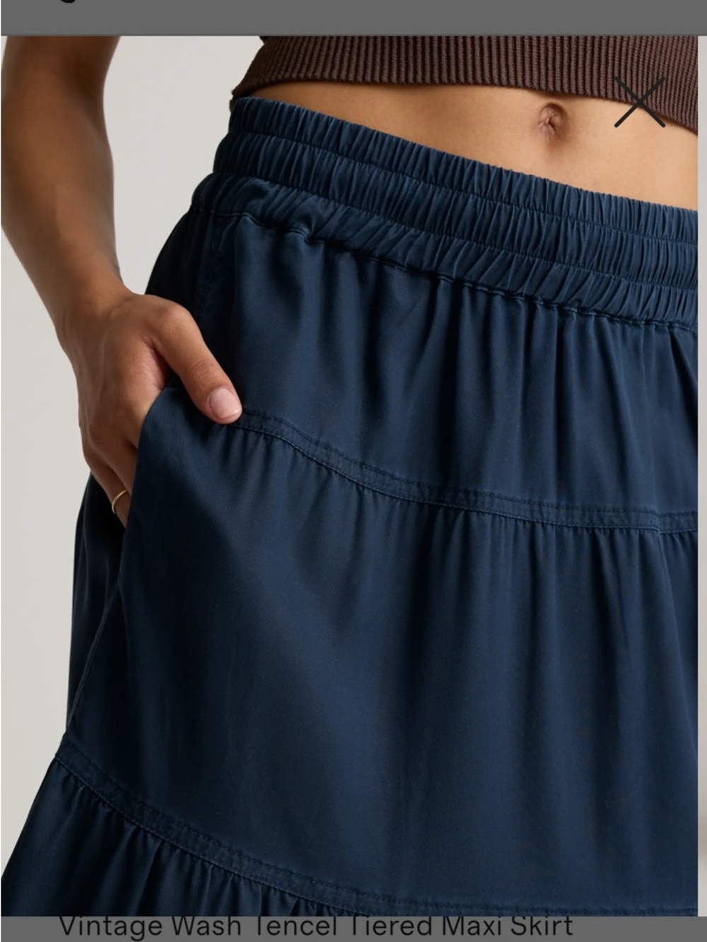 NWT Quince Tencel Tiered Maxi Skirt in Midnight Blue - Picture 11 of 12